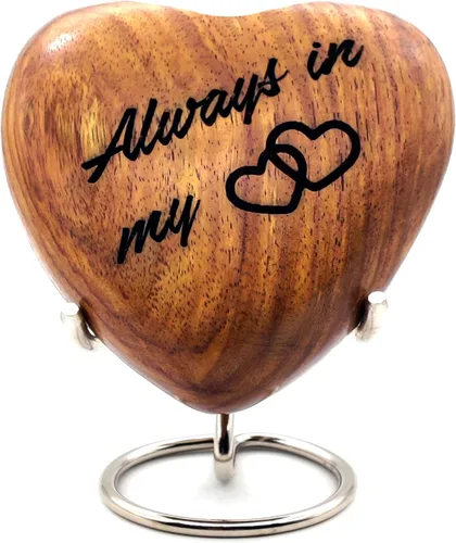 Vista 5 de 5MOONSUN5 Urna de recuerdo de corazón de madera, mini urna de ceniza, pequeña urna de cremación hecha a mano para cenizas, homenaje a tu ser