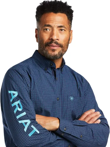 Vista 4 de ARIAT Camisa ajustada del equipo Pro Series para hombre, color azul marino