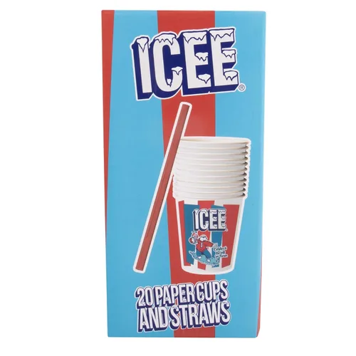 Vista 4 de ICEE Home - Máquina para hacer granizados para encimera, paquete de 4 jarabes ICEE y paquete de 20 vasos de papel y pajitas ICEE. Crea hasta 34