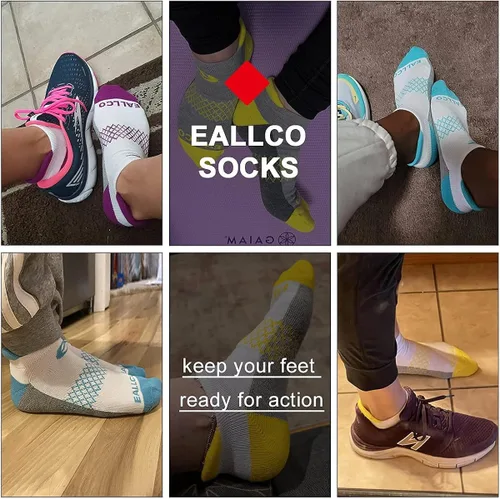 Vista 7 de Eallco - Calcetines tobilleros para mujer 6pares de calcetines deportivos con suela acolchada con lengüeta