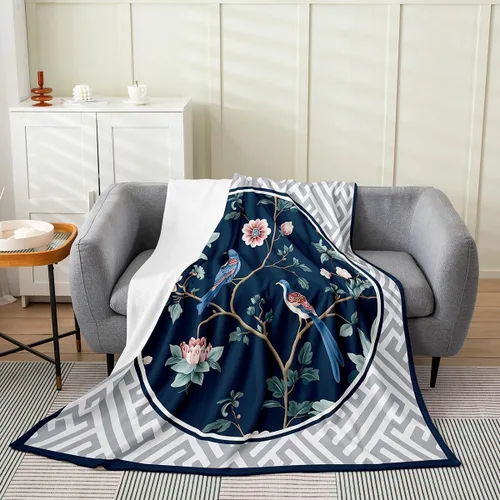Vista 33 de Erosebridal Sketch Tree Flannel Blanket 40x50 Inch Vintage Farmhouse Fleece Blanket Grey Minimalist Mid Century Fuzzy Plush Throw French Country