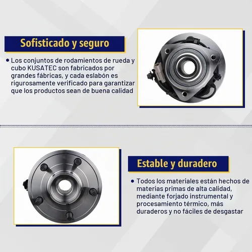 Vista 4 de KUSATEC 513234 Rodamiento de rueda delantera y conjunto de buje Compatible con Jeep Grand Cherokee 2005 2006 2007 2008 2009 2010, Commander 2006