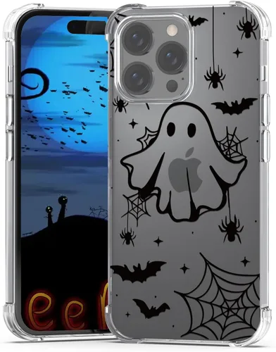 Vista 10 de Funda de Halloween para Google Pixel 6A transparente con diseños de murciélagos fantasmas, funda para teléfono para niñas, elegante, delgada, a