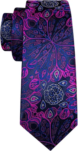 Vista 6 de YOHOWA Conjunto de corbata de boda para hombre, corbatas de cachemira con pañuelo, gemelos de seda formal para negocios