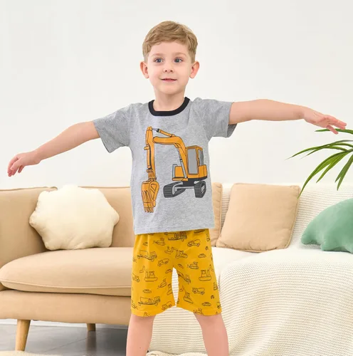 Vista 3 de Pijamas para niños, 100% algodón, 2 piezas, manga corta, conjunto de ropa de dormir de verano para niños, 3t-10t
