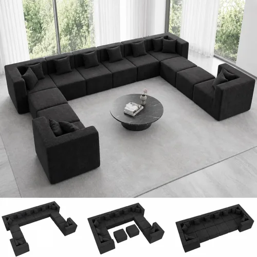 Vista 49 de MONVANE - Sofá biplaza de 75 pulgadas, cómodo sofá modular de felpilla con 4 almohadas, moderno sofá sin hueso, sofá de 2 plazas para sala de estar