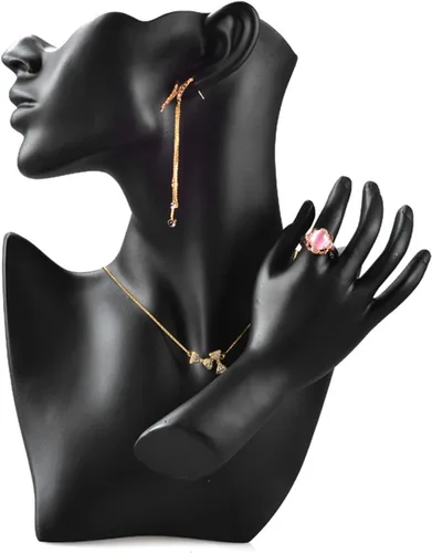 Vista 3 de GFRGFH Soporte de maniquí de joyería, exhibición de aretes con mano, organizador de busto de resina para mostrar joyas, collares, aretes, anillos