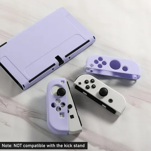Vista 2 de Funda acoplable para Nintendo Switch OLED modelo 2021, funda protectora de TPU suave para consola Switch OLED con 2 piezas de agarre para pulgar