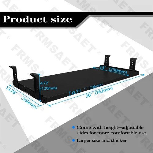 Vista 4 de FRMSAET Accesorios para Muebles Productos de Oficina Conjuntos de Hardware 20/24/30 pulgadas Bandeja para Teclado Soporte de Madera para Debajo