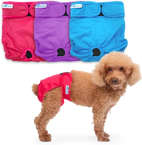 Vista 10 de Paw Inspired Pañales lavables para perros (paquete de 3) Pañales de tela reutilizables para perras pequeñas, medianas y grandes