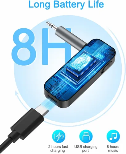 Vista 4 de Paquete de 2 adaptadores Bluetooth AUX para automóvil, transmisor receptor Bluetooth 5.4 2 en 1 para automóvil con pantalla de visualización