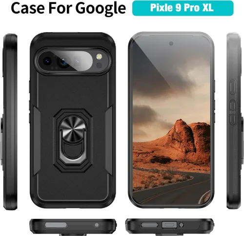 Vista 6 de Funda para Google Pixel 9 Pro XL [protección contra caídas de grado militar de 15 pies] con protector de pantalla y protector de lente, resistente a