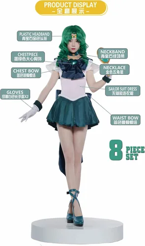 Vista 2 de JWKCOS - Disfraz de marinero de luna Neptuno Michiru Kaiou disfraz de cosplay SuperS