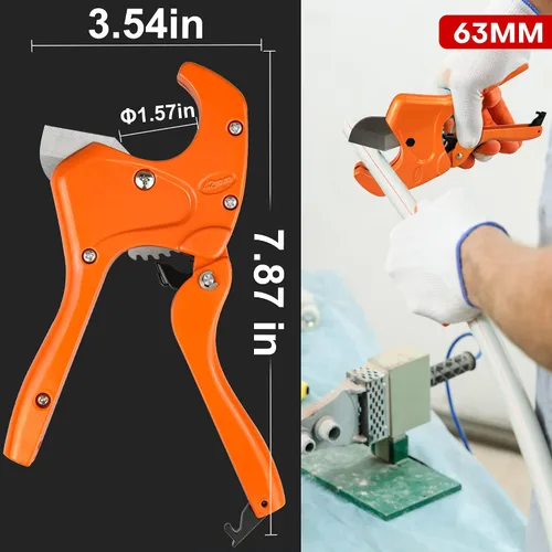 Vista 2 de YIYITOOLS Cortador de tubos y tuberías para cortar mangueras y tuberías de plástico OD PEX, PVC y PPR de hasta 1-5/8 ""pulgadas, cortador