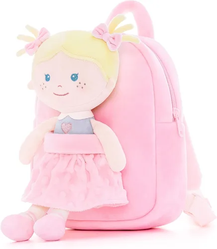 Vista 56 de Onetoo Mochila para niños pequeños, regalos de regreso a clases, mochilas para niñas y niños con muñecas de bebé ligeras y suaves en vestido