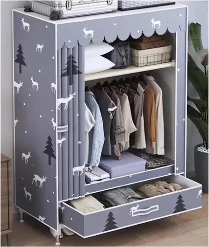 Vista 12 de Armarios grandes Armario portátil con cajón Armarios para dormitorio colgante de metal hierro ropa armario ahorra espacio armario ahorro de espacio