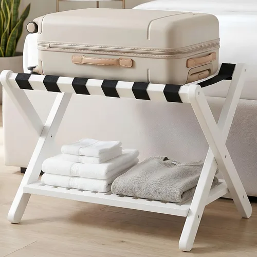 Vista 11 de Heybly HLR010Z1 - Portaequipajes, soporte plegable para maleta con estante de almacenamiento, soporte de equipaje de alta resistencia