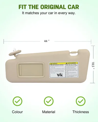 Vista 3 de SCITOO Conjunto de viseras solares para los lados izquierdo y derecho para Toyota Highlander 2008-2013 con techo corredizo (beige)