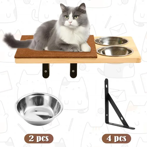Vista 10 de Calmbee Estantes de Pared para Gatos, Muebles de Pared para Gatos Puente para Gatos de 70" Montaje en Pared Percha para Gatos Hamaca de Madera Árbol