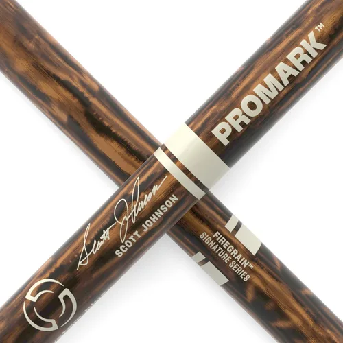 Vista 2 de ProMark Scott Johnson FireGrain Signature Marching Snare Drum Sticks - FireGrain para tocar más duro, más tiempo - Sin exceso de vibración - Acabado