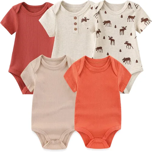 Vista 21 de Body de manga corta para bebé recién nacido, ropa de algodón de una pieza, 5 unidades, 0-12 meses