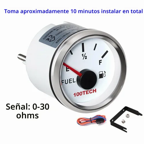 Vista 3 de 100TECH - Medidor de combustible marino de 0-30 ohmios, 2.047 in, 2-1/16, color blanco