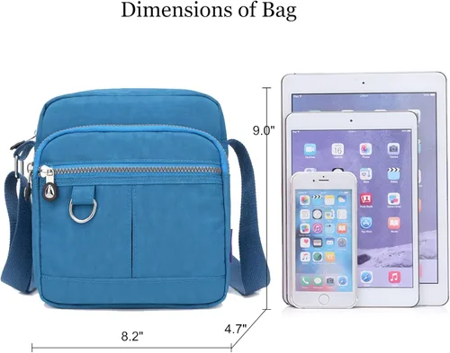 Vista 5 de Blostirno Bolso cruzado de nailon, bolso de hombro casual, multibolsillo, impermeable, para mujer