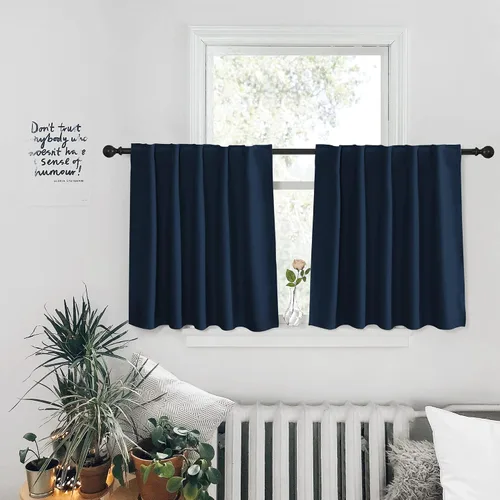 Vista 76 de PONY DANCE Cortinas cortas con aislamiento térmico para ventana pequeña, para guardería, baño, cocina, lavandería, caravana, sótano, 29 pulgadas