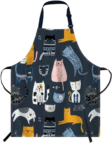 Vista 7 de oFloral Delantal de campo de fútbol americano y pelota, unisex, ajustable, delantal de chef de cocina, delantal para mujeres y hombres para cocina