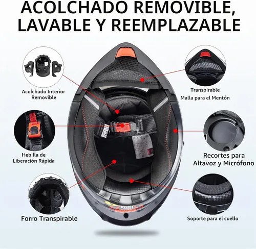 Vista 8 de Casco integral para hombres y mujeres adultos con protector solar ahumado