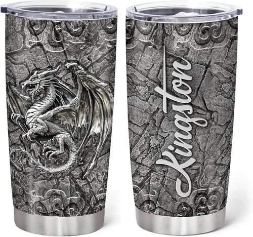 Vista 8 de Hyturtle Vaso vikingo personalizado impreso en 2D para hombres, Día del Padre, cumpleaños, Navidad, regalos vikingos para hijo, papá, marido, nombre