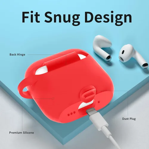 Vista 3 de Funda para AirPods 4, funda de silicona compatible con Apple AirPods de 4ª generación, color rojo