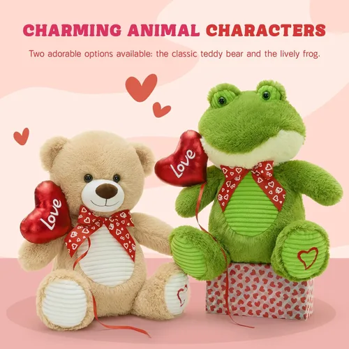 Vista 8 de BENINY Oso de peluche de 15 pulgadas para el día de San Valentín, peluche con globo y bordado de amor, regalo perfecto para parejas
