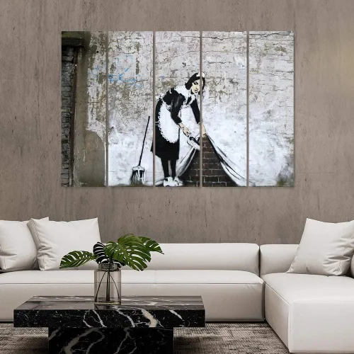 Vista 16 de Banksy Graffiti Street Art Colecciones de lienzos de arte callejero. Listo para colgar. Fabricado en Estados Unidos #FULL2