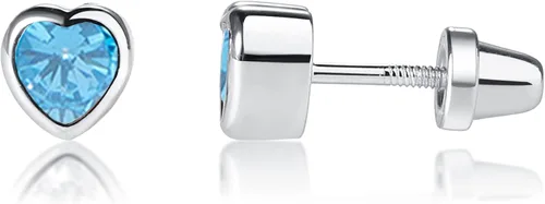 Vista 8 de Aretes de corazón con pasador simulando piedra natal con tornillo de traba (6mm) - para niñas 06-Junio