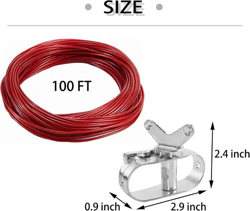 Vista 2 de Cable de cubierta de piscina y cabrestante – Cable de cubierta de piscina de 100 pies y trinquete de aluminio con resorte para asegurar cubiertas