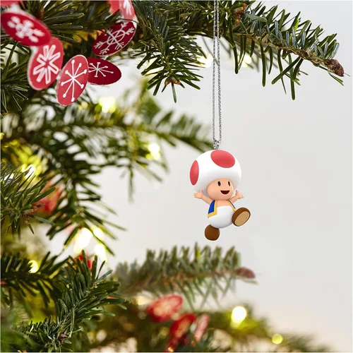 Vista 6 de Hallmark Keepsake Adorno de Navidad miniatura de 0.96 pulgadas 2023, Nintendo Super Mario Toad Mini, regalos para jugadores