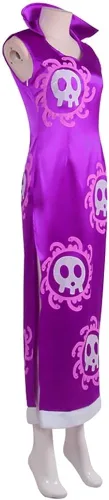 Vista 3 de GWOKDAN Queen Boa Hancock - Disfraz de cosplay de anime, kimono, capa Cheongsam para mujer, conjunto completo
