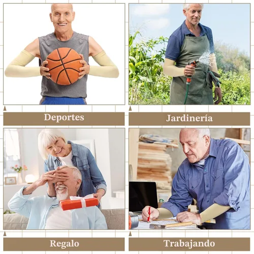 Vista 5 de Janmercy 8 pares de fundas protectoras delgadas para piel de ancianos, mangas protectoras para el brazo Beige