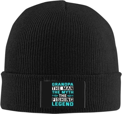 Vista 2 de LIFANGMI Grandpa The Man The Myth The Fishing Legend Beanie Hat for Men Women Soft Cozy Skull Cap Winter Warm Knit Hats