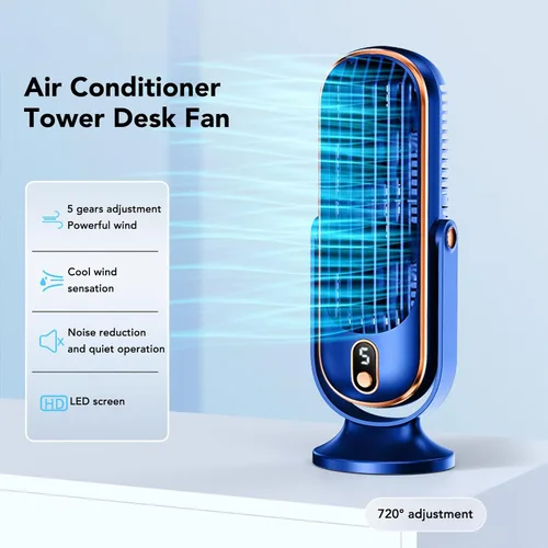 Vista 8 de Ventilador de mesa de torre de escritorio, ventilador de mesa silencioso, torre oscilante, ventilador de mesa con enchufe USB, ventilador de mesa