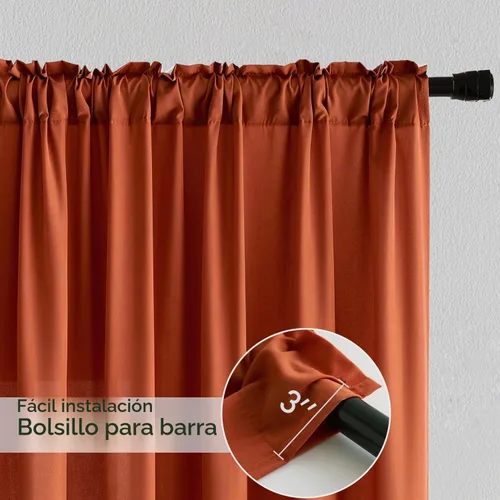 Vista 5 de MIULEE Burnt Orange Fall Semi Sheer Privacy Curtains 2 Panels 52W x 96L Naranja quemado