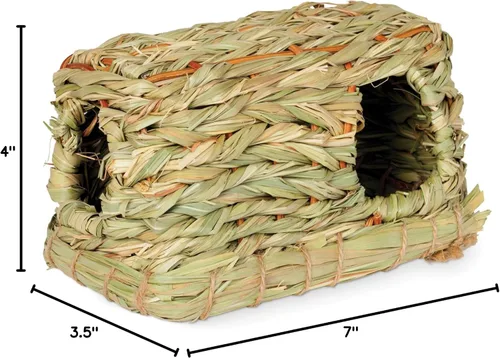 Vista 2 de Prevue Pet Products Nature's Hideaway Grass Hut - Juguete para animales pequeños, para ratones, jerbos, hámsteres u otras mascotas pequeñas, heno