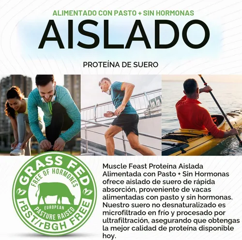 Vista 5 de Muscle Feast Proteína de suero aislada de vacas alimentadas a pasto, totalmente natural sin hormonas, criadas en pasto, Proteína de suero aislada