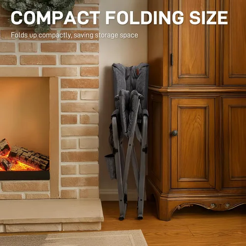 Vista 7 de EVER ADVANCED Silla mecedora ligera y plegable para campamento, silla mecedora portátil acolchada para patio, césped y exteriores, sillón duro
