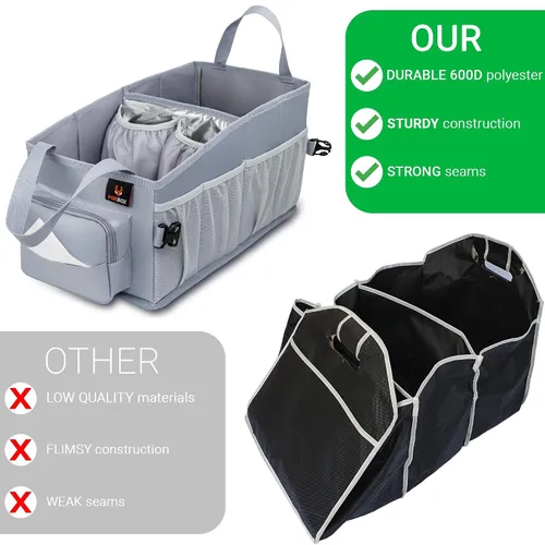 Vista 8 de Organizador de automóvil para niños de fácil acceso con caja de pañuelos y portavasos para asiento trasero, asiento delantero, entre asientos, piso