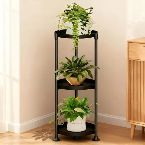 Vista 4 de SYQ Soporte para Plantas de 3 Niveles Interior Exterior - Soporte de Plantas de Metal Extra Alto de 34' para Plantas en Maceta, Soporte de Plantas