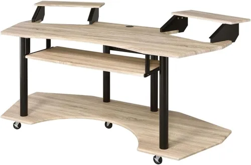 Vista 8 de Acme Escritorio de estudio de grabación de música de 71 pulgadas con bandeja de teclado de almacenamiento de madera, bandeja en forma de ala y 2