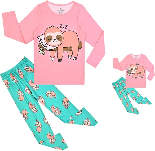 Vista 49 de QPANCY Conjunto de pijamas a juego para niñas y muñecas, pijamas de manga larga para otoño e invierno