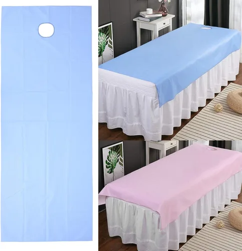Vista 6 de Sábana de salón de belleza, cubierta impermeable para cama de masaje a prueba de aceite, sábana de mesa de masaje profesional con orificio